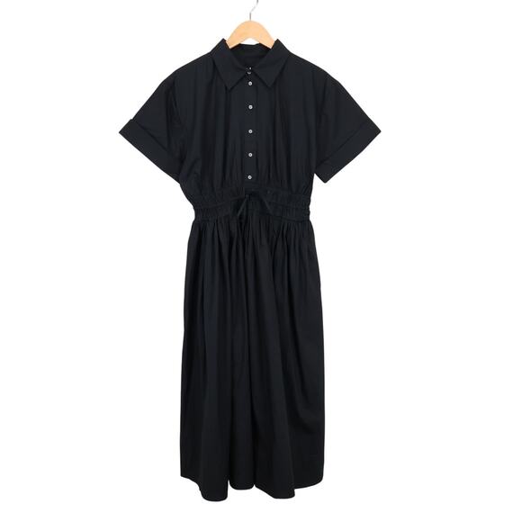 J.Crew Elena Midi Shirtdress Cotton Poplin Black Size 10 NWT - Picture 2 of 8